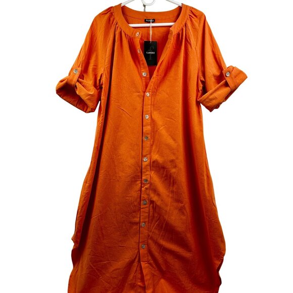 Flamingo Dress Womens Large Made for Curves Tunic Shirt Dress Fall Fashion Boho - Picture 4 of 7